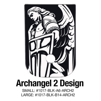 Archangel 2 engraving design on a magazine base plate